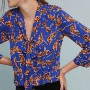 Anthropologie NEW Tiger Blouse 17 of 52 Conversations NWT Sz 10